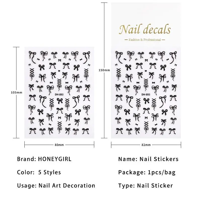 3D Bow Nail Art Stickers – Bowknot Foil Manicure Decals
