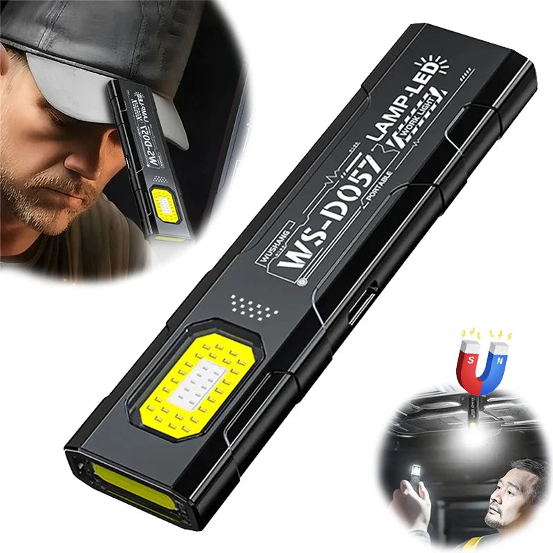 Mini Rechargeable EDC Keychain Flashlight LED+COB Magnet & Clip