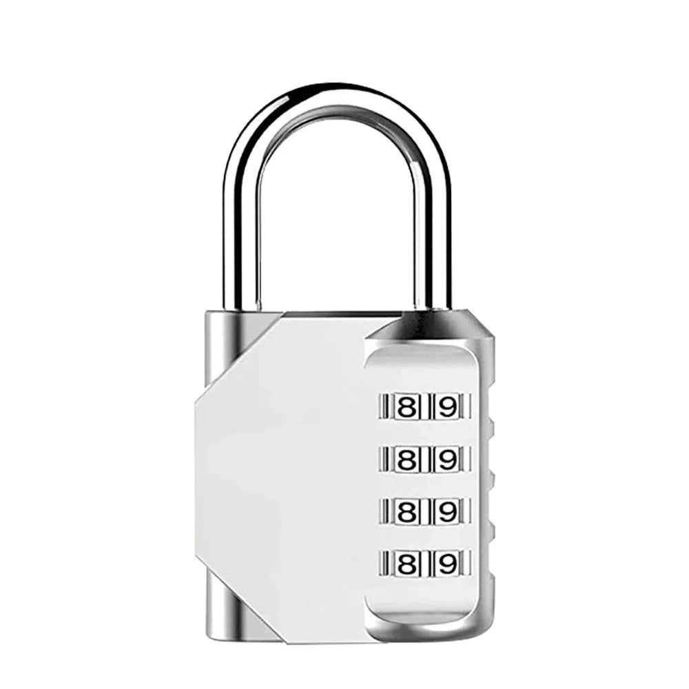 4-Digit Combination Lock Designed Securing Outdoor Items Such As Gym Zpaxo silver