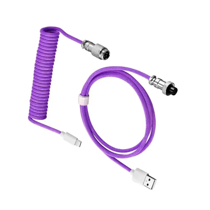 Y1UB Retractable Coiled USB C Keyboard Cable Reinforced Connectors Zpaxo