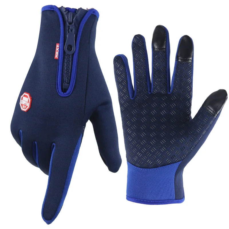 Hot Winter Gloves For Men Women Touchscreen Warm Outdoor Cycling Driving Motorcycle Cold Gloves Windproof Non-Slip Womens Gloves Zpaxo Deep blue S