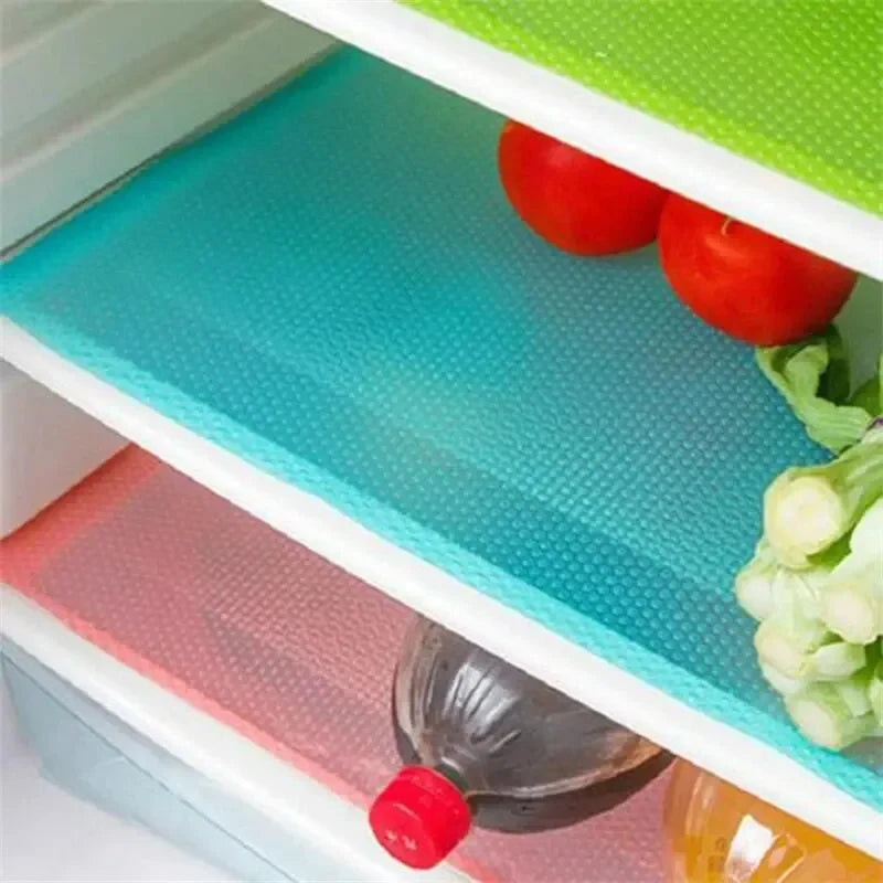 4pcs Refrigerator Pad Non-Slip Waterproof Can Be Cut Fridge Shelf Liner Mat Kitchen Washable Drawer Cabinet Pads Table Placemats Zpaxo