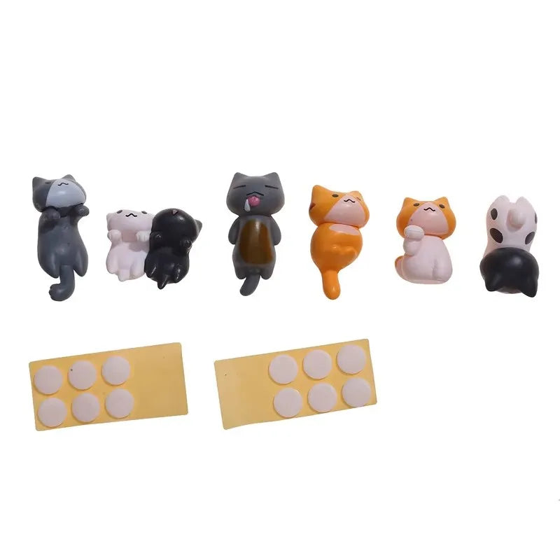 6-Pack Mini Cartoon Cat Car Ornaments – Cute Resin Decor Car & Home Ornaments Zpaxo Gold