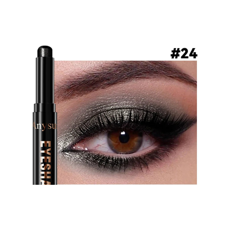 Pearl Metallic Eyeshadow Stick Sparkle Highlight One-Swipe Lazy Eye Shadow Highlighter Brightener Bold Multicolor 3D Eyes Makeup Zpaxo 24