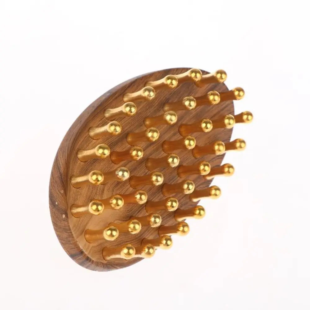39-Tooth Solid Brass Body Massage Brush Gold Bead Roller Pressure Zpaxo