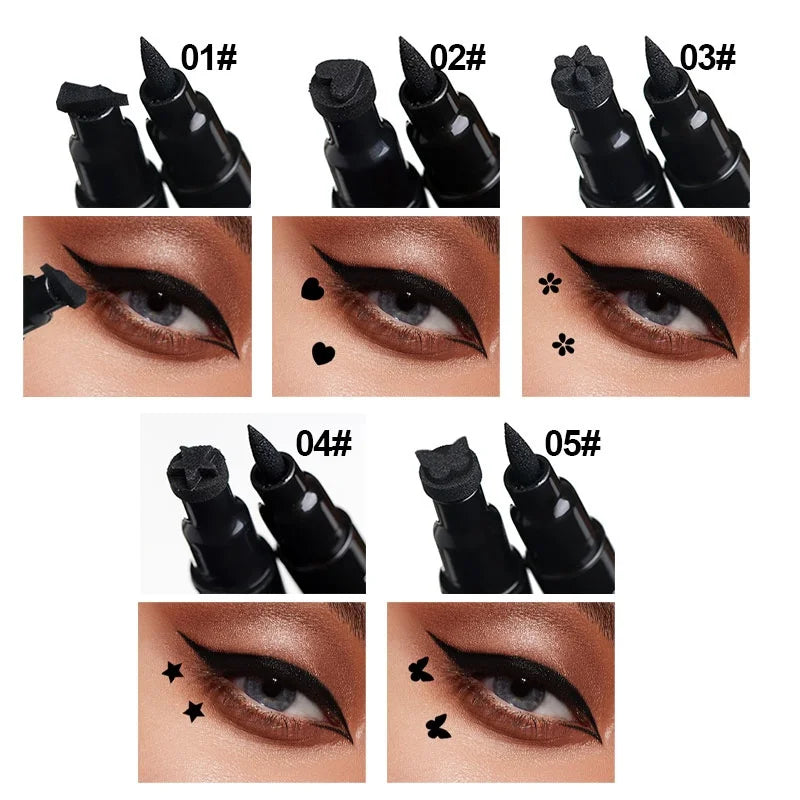 Double-Ended Stamp Eyeliner Waterproof Non-Smudge Eyeliner Liquid Pen Quick-Drying Waterproof Sweat-Proof Not Easy to Smudge Eyeliner Stamp Eyeliner Liquid Zpaxo
