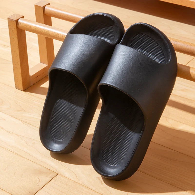 Summer Unisex Lightweight EVA Flip Flops Solid Cloud Feel Non Slip Zpaxo black 38-39