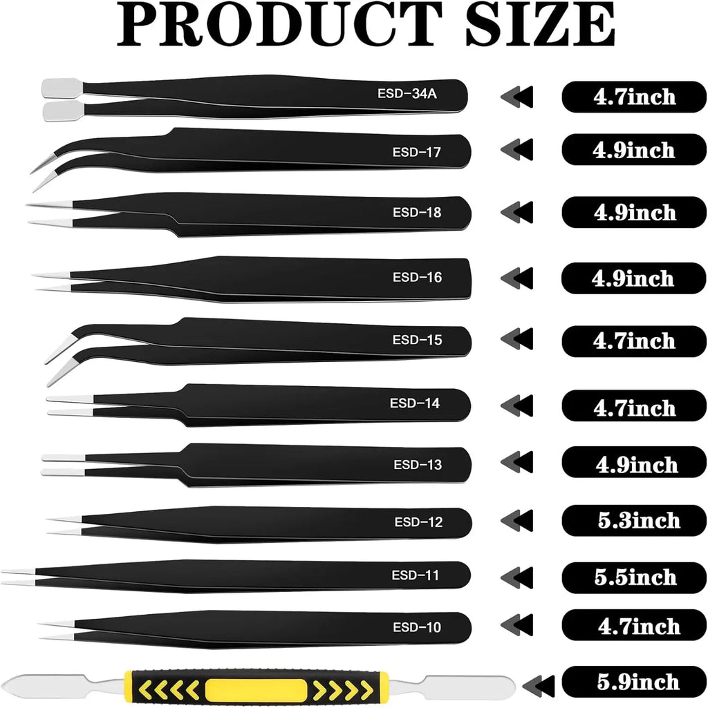 ESD Anti-Static Precision Tweezers Set – 6-10pcs Stainless Steel