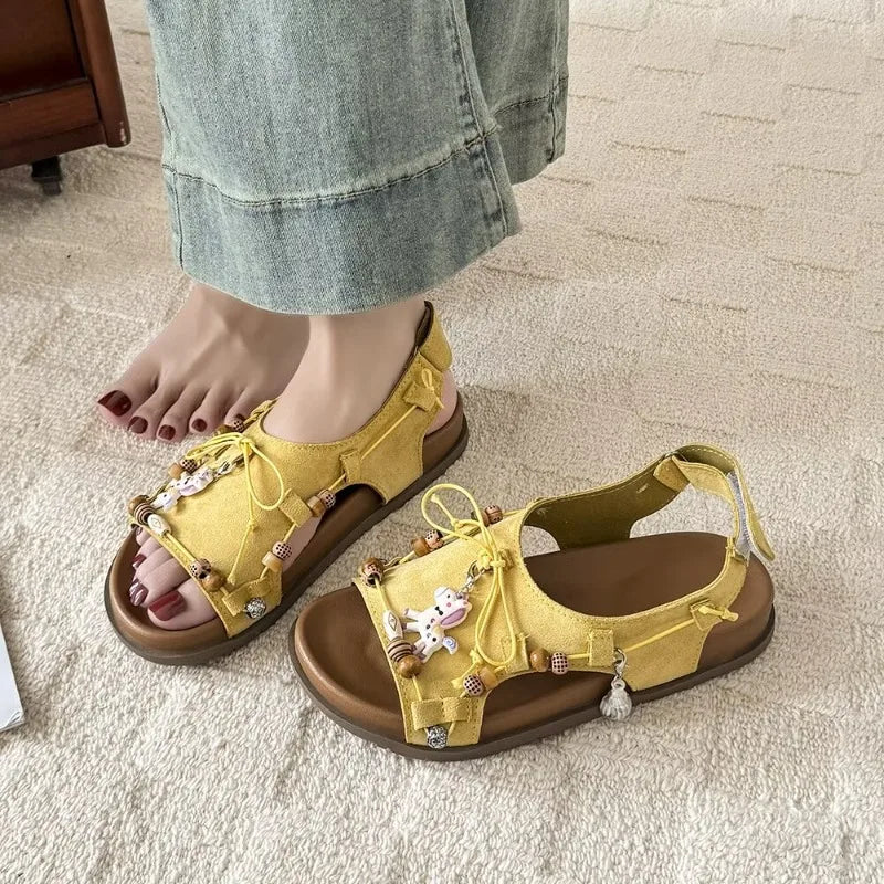 Women's Fish Mouth Open Toe Comfortable Vintage Sandals 2026 Summer Zpaxo YELLOW 39