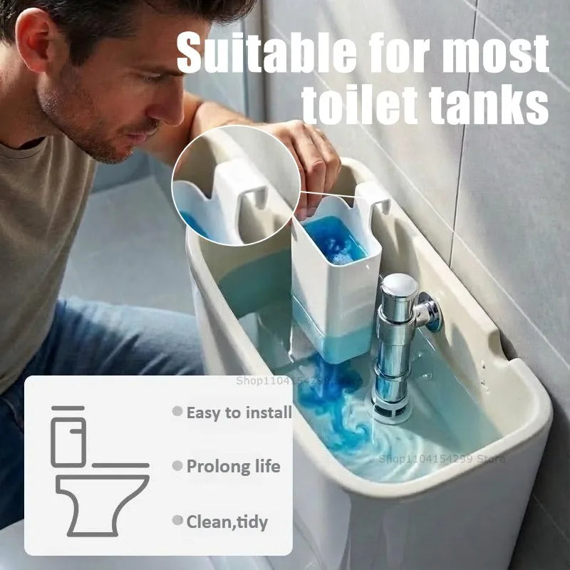Practical Toilet Solid Tank Replacement Part Toilet Bowl Cleaner Buffer Box Hanging Slow Release Dispenser Free Disposable Glove Zpaxo