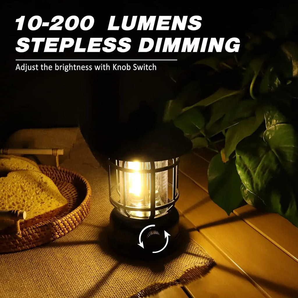 Rechargeable COB Camping Lantern – Waterproof, Stepless Dimming