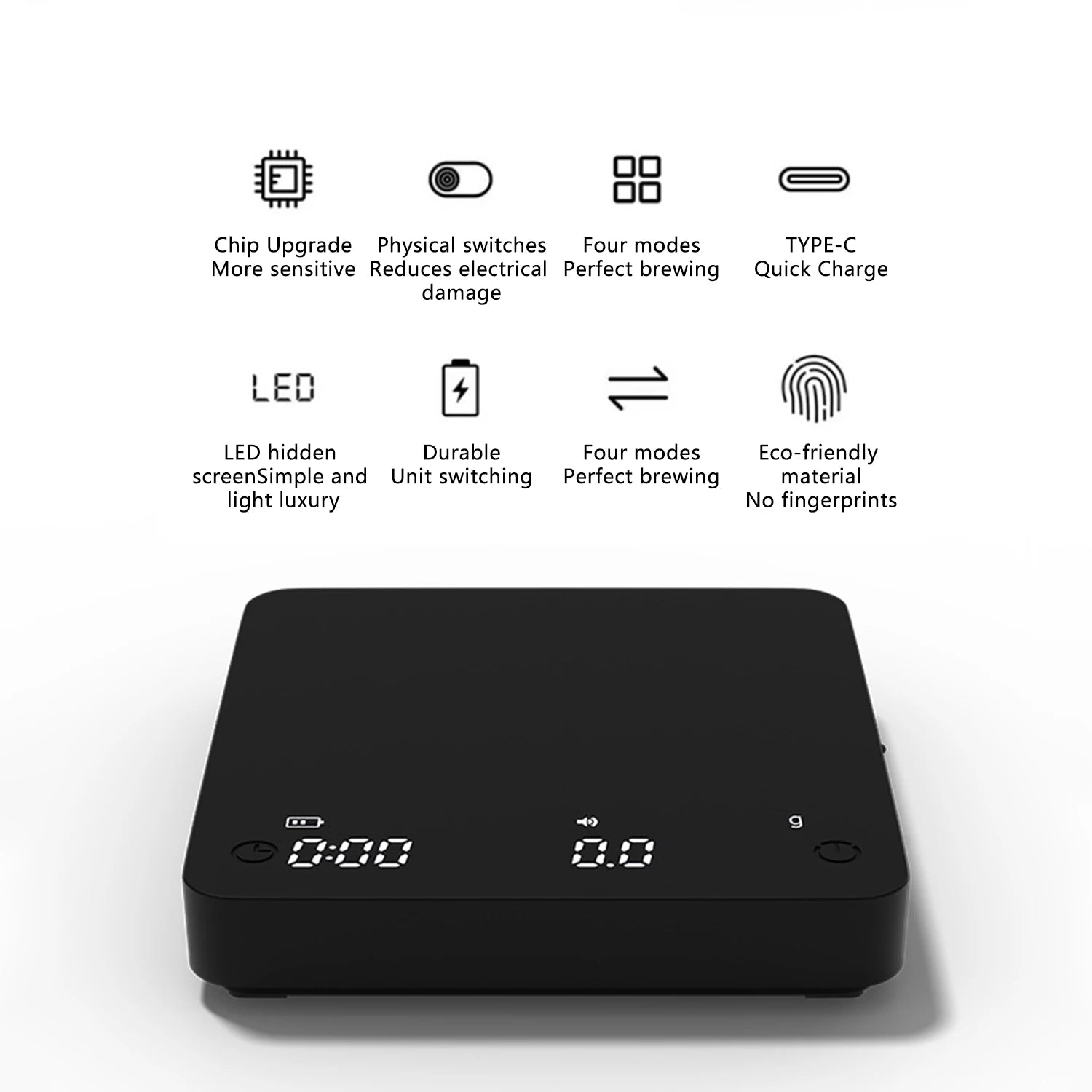 Personal Electronic Scale Mini Smart Timer 2kg/0.1g Coffee Household Italian Coffee Scale Gram Weight Chronograph Kitchen Scale Zpaxo