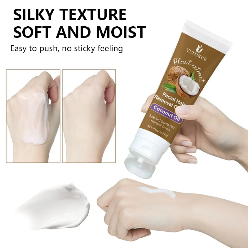 Lip Hair Removal Cream 100g – Coconut Oil, Pain-Free Formula Hair Removal Cream Zpaxo
