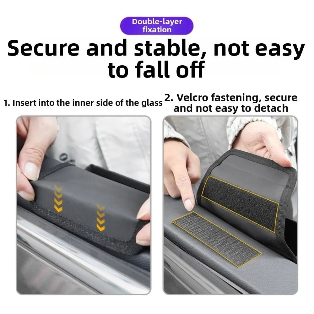 Universal Car Window Storage Box Leather 2 Pockets Car Armrest Cup Holder Wear-Resistant Space Saving Zpaxo