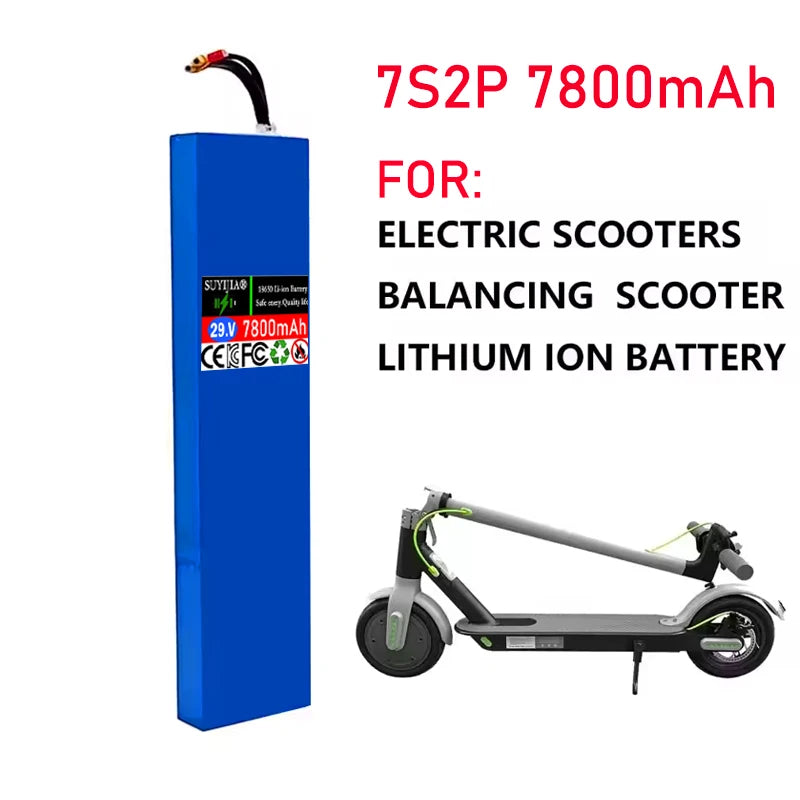 100% Original New Scooter Battery 7S2P 25.2V 7800mAh Lithium-ion Rechargeable Battery 18650 Battery Pack Lithium with Charger Zpaxo