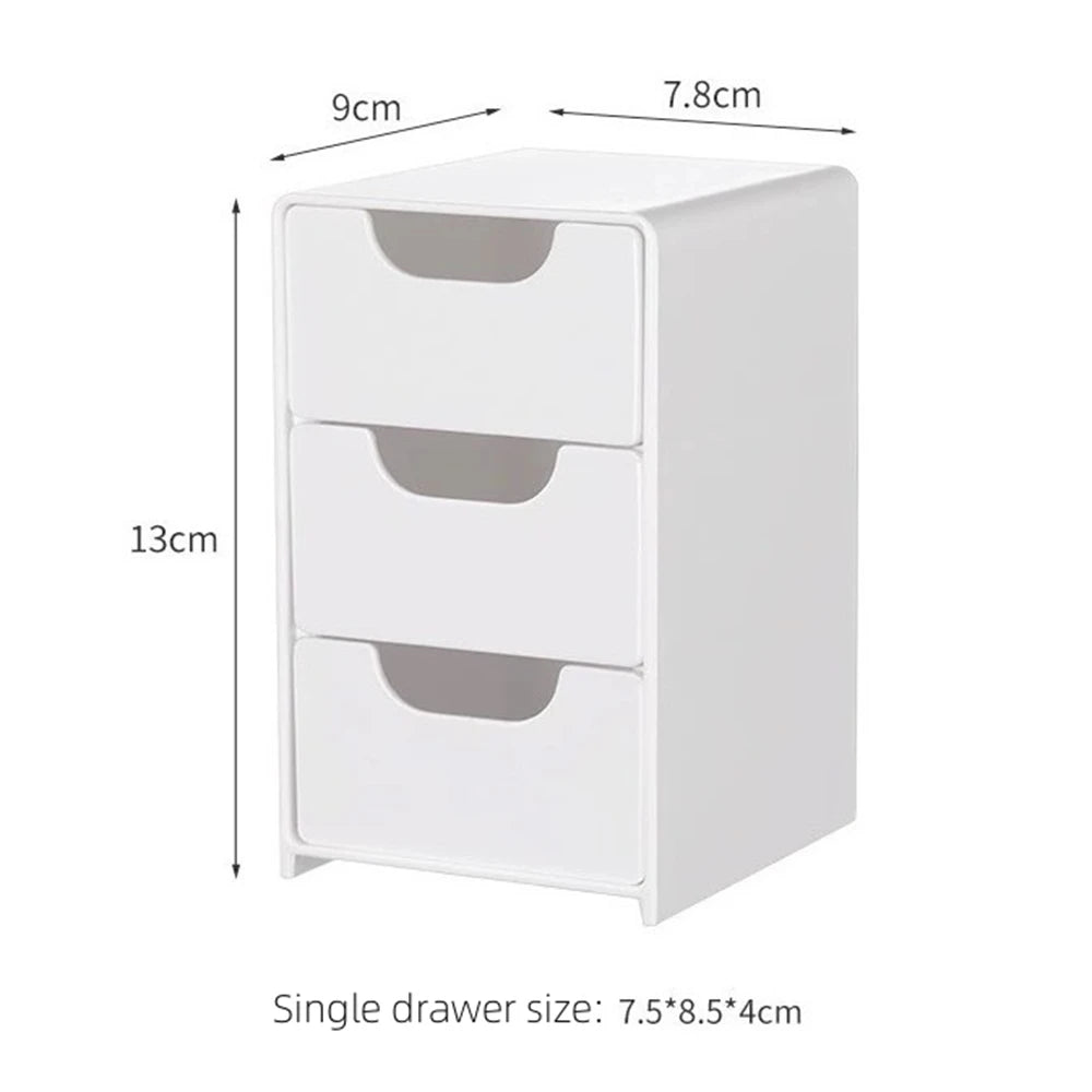 Mini 3-Tier Drawer Organizer – Desk, Jewelry & Cosmetics Drawer Organizer Zpaxo White