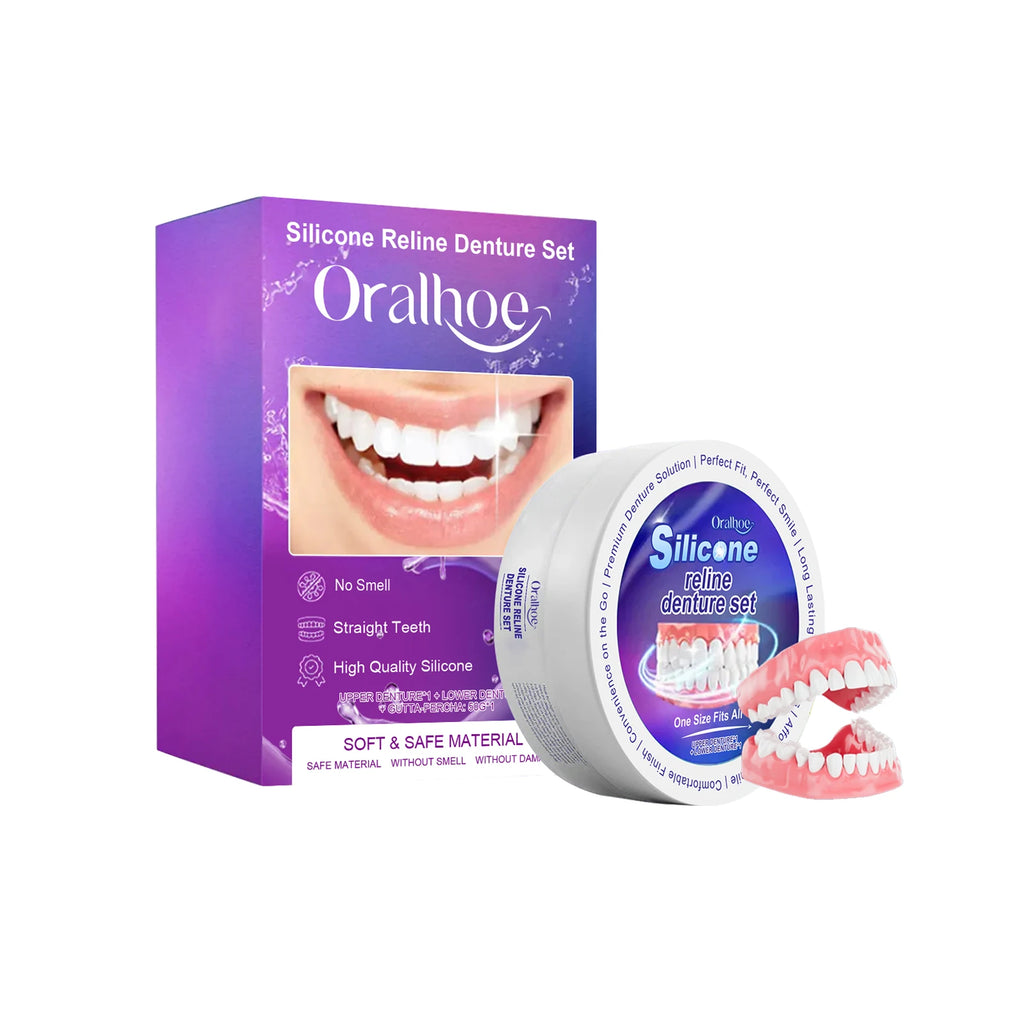 Silicone Denture Set Fit Temporary Orthodontic Teeth Dentures Fake Tooth Oral Hygiene Care Whitening Dentures Simulation Braces Zpaxo 1set boxed