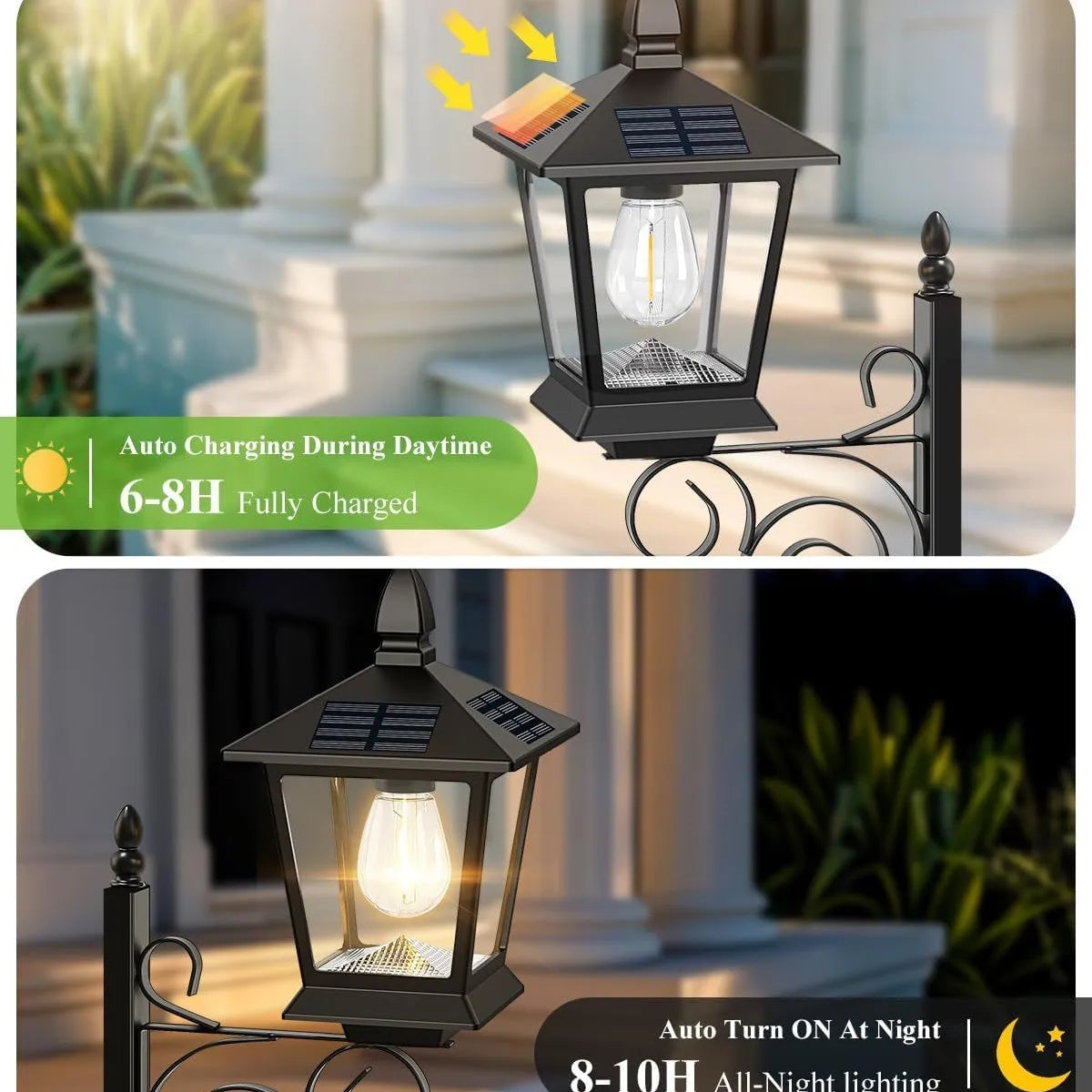 2-in-1 Solar Planter Lamp Warm White Light Waterproof Outdoor Wall