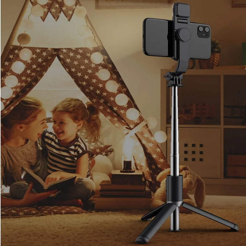 Portable Tripod For Phone Selfie Stick With LED Fill Light Extendable Phone Stand For Video Live Bluetooth Remote Control Zpaxo