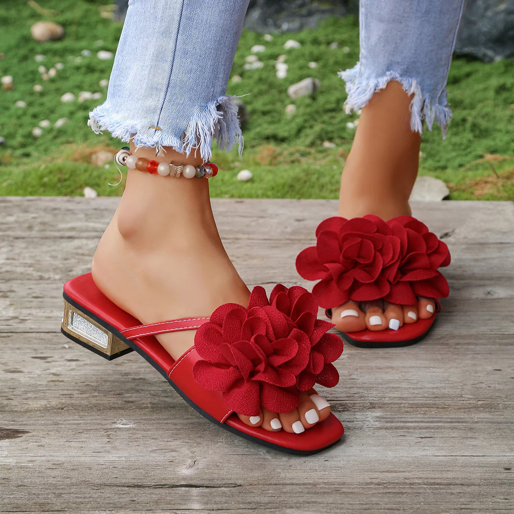 Women Sandals Summer Large Size Fashion Slippers Floral High Heel Open Toe Sandals Women Casual Retro Female High Heel Shoes Zpaxo