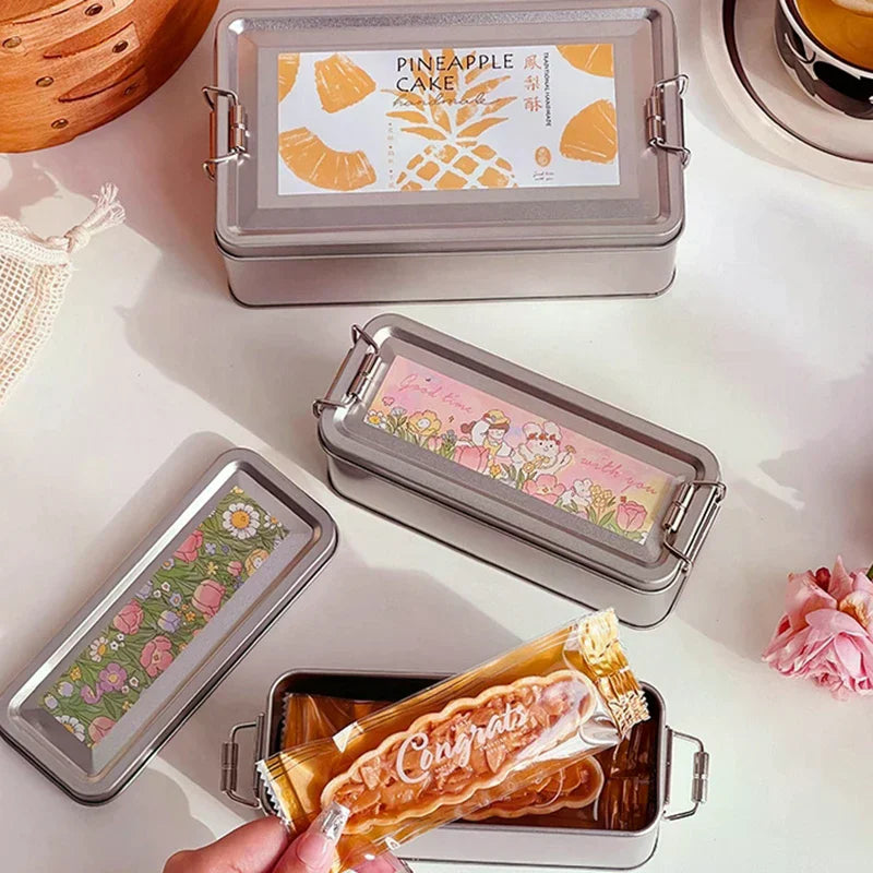 For Candy Coffee Tea Jewelry Chocolate Rectangular Tinplate Cookie Tins Box With Lid Dustproof Home Kitchen Desktop Storage Tin Zpaxo