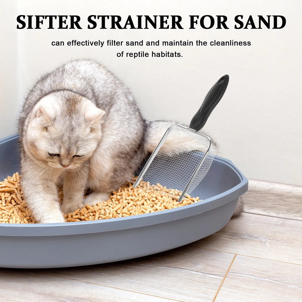 Stainless Steel Reptile Sand Shovel Lizards Snakes Filtering Mesh
