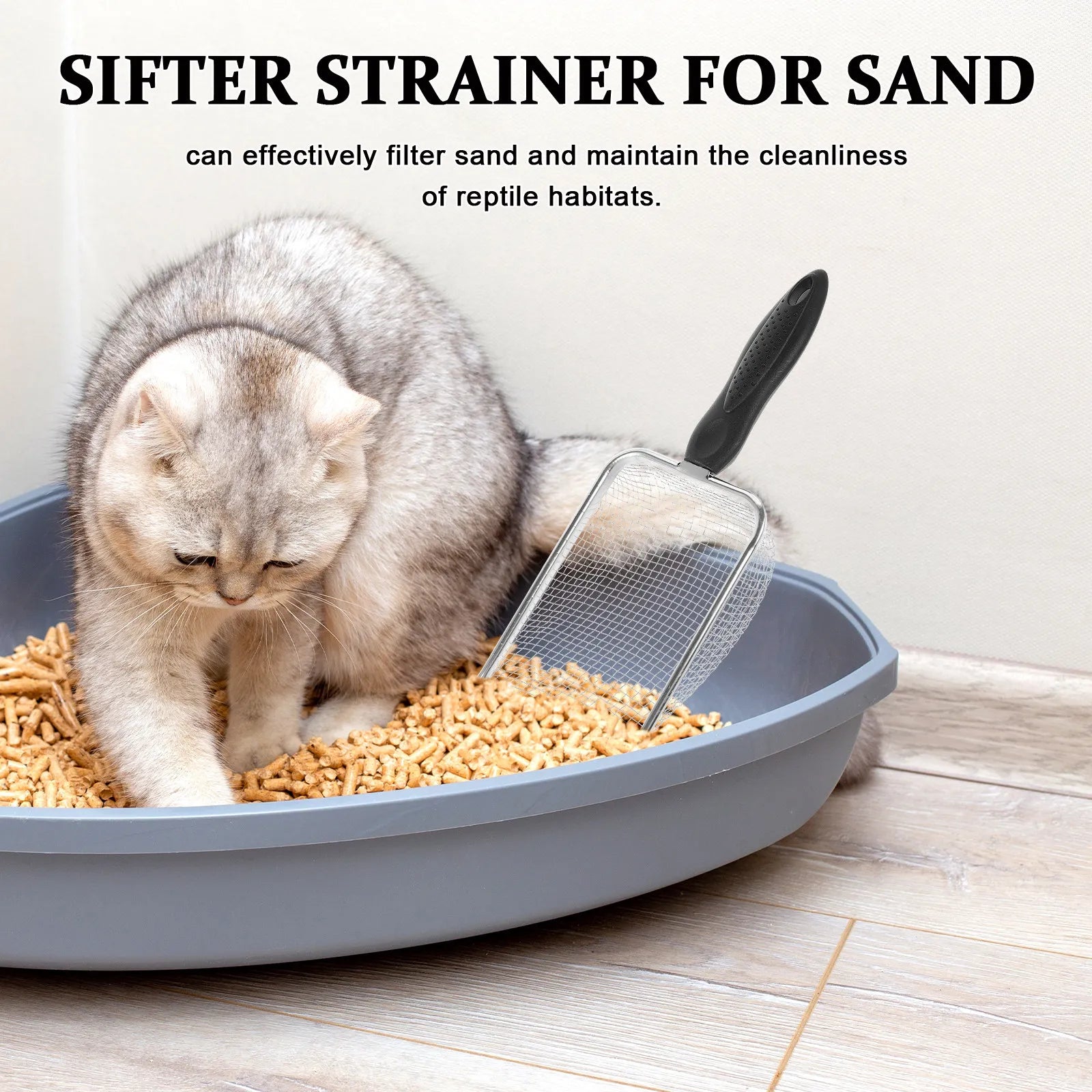 Stainless Steel Reptile Sand Shovel Lizards Snakes Filtering Mesh