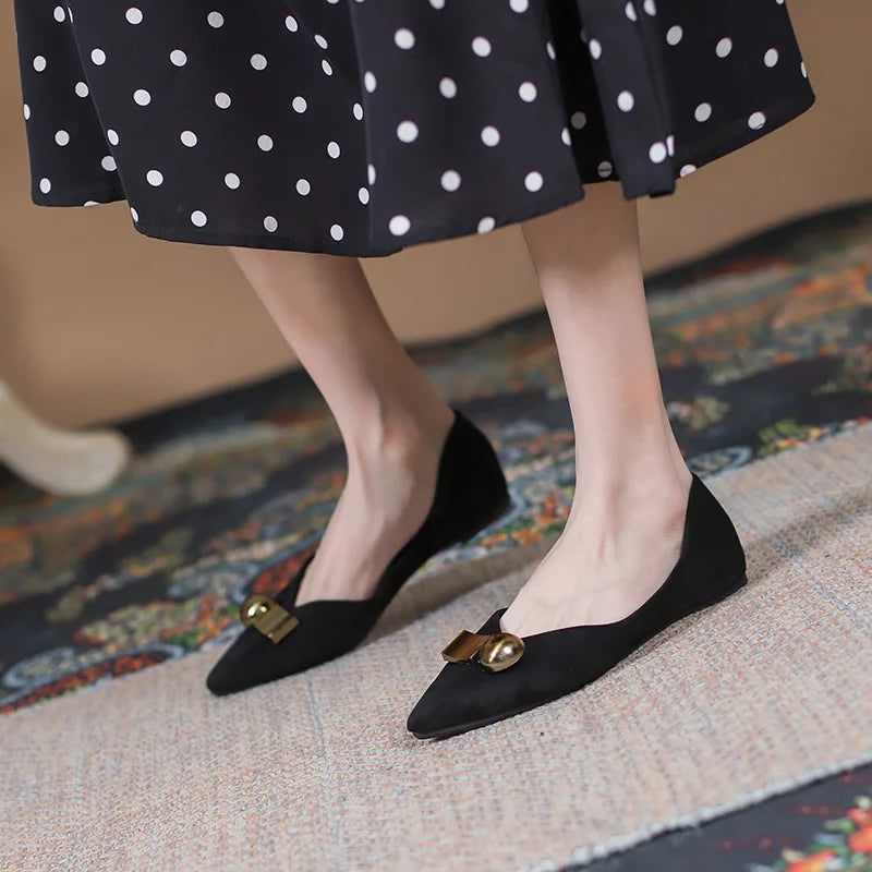 Flat Shoes Women 2023 New Pointed Toe Casual Shoes Shallow Loafers Work Shoes Black Professional Women Shoes Large Size 44 45 46 Zpaxo