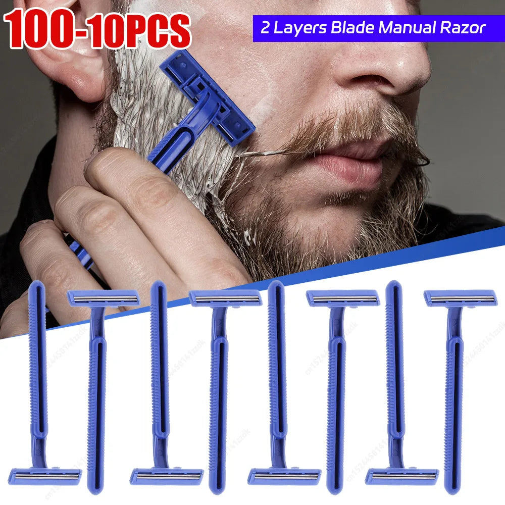 100-10PCS Disposable Whiskers Shaving Shavers Stainless Body Trimmer 2 Layers Blade Razors for Men Women Hotel Appliances Zpaxo