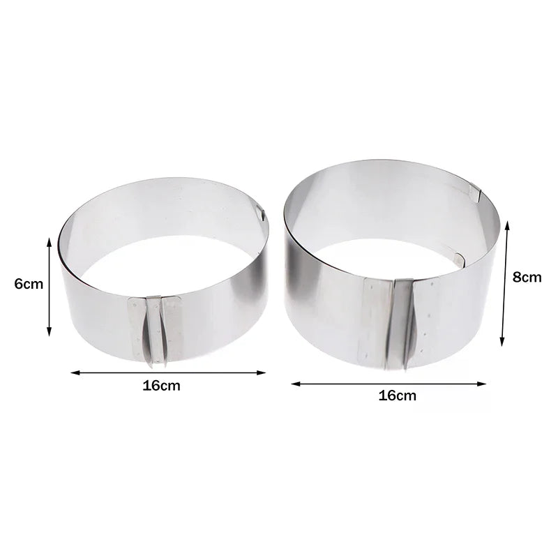 Reusable Baking Tool 6-8cm Adjustable Telescopic Mousse Ring Circle Mold Rustproof With Scale Round Cake Rings Stainless Steel Zpaxo