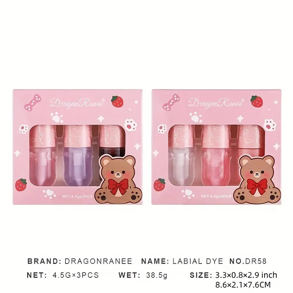 3-Piece Set of Lip Gloss, Moisturizing, Long-Lasting Mirror Gloss with Soft Matte Embellishment, Non-Stick Cup, Plant Ingredient Zpaxo