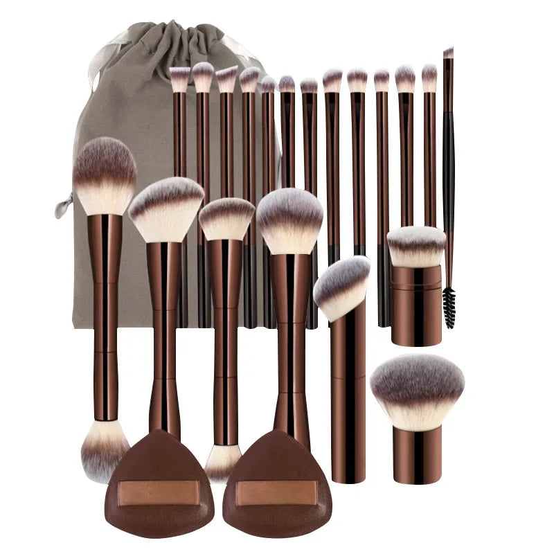 Professional Soft Aluminum Tube Makeup Brush Velvet Bag Foundation