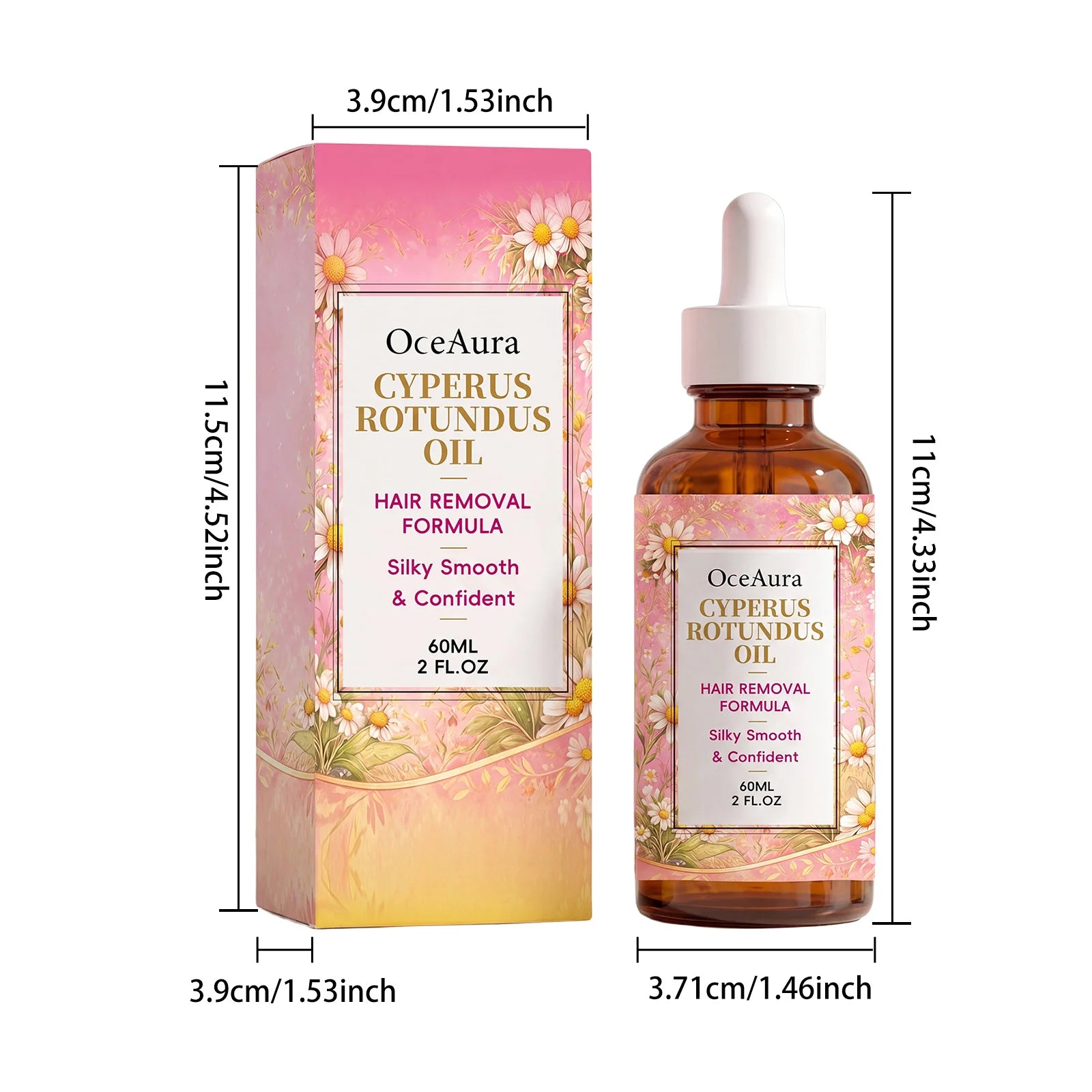 OceAura Cyperus Rotundus Hair Inhibitor Post-Removal Body Oil Hair Inhibitor Oil Zpaxo 60ml Boxed