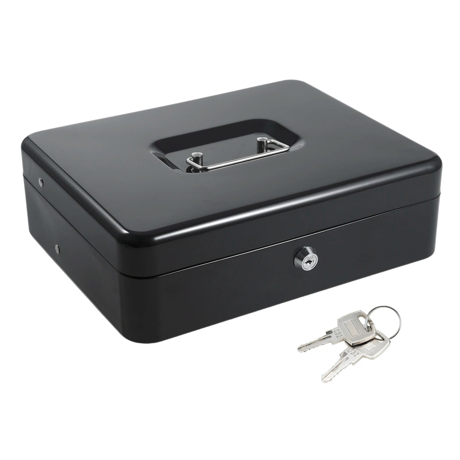 Cash Box Metal Money Box with Coin Trays Cantilever Design & Bill Slot with Spring Clips to Organize for Valuables Zpaxo