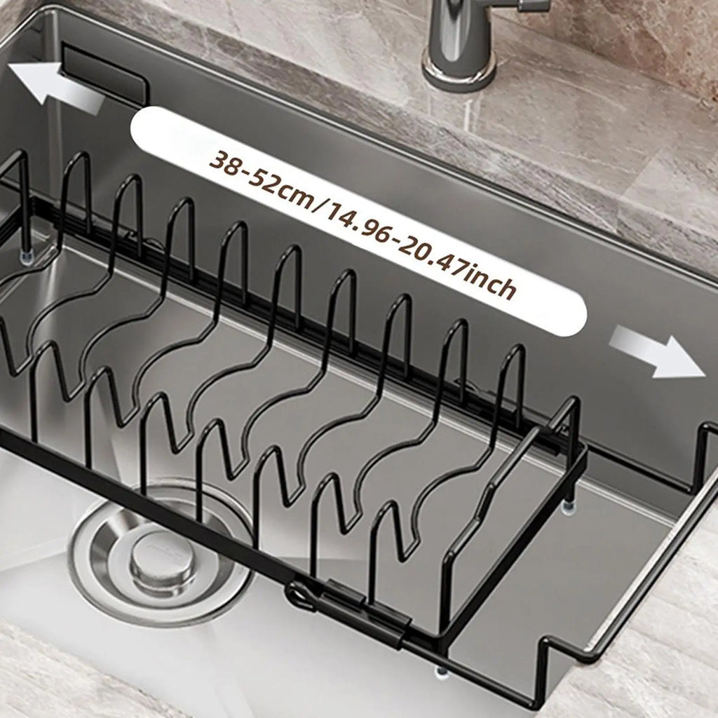 Dish Drying Rack Retractable Sink Drain Rack Adjustable Non-Slip Drainer Organizer for Apartment RV Counter Kitchen Pot Pan Baby Zpaxo