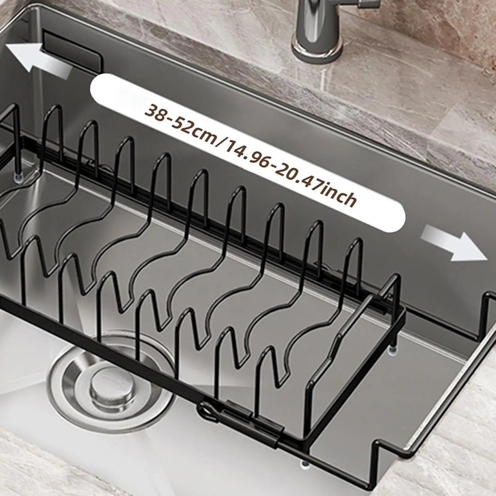 Dish Drying Rack Retractable Sink Drain Rack Adjustable Non-Slip Drainer Organizer for Apartment RV Counter Kitchen Pot Pan Baby Zpaxo