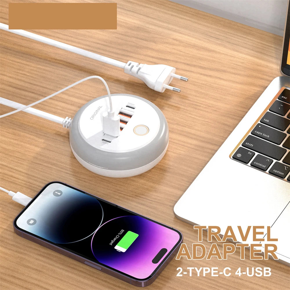50W Power Strip Multi Port Adapter PD Type C Mobile Phone Fast Charging Travel USB Charger For iPhone Huawei Realme OnePlus OPPO Zpaxo
