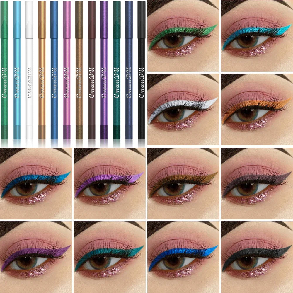 12Pcs/Set of Waterproof Eyeliner Pens Includes Eyeshadow Durable and Easy to Color Highlighter with Shimmering Effects Zpaxo CM12SYXJB