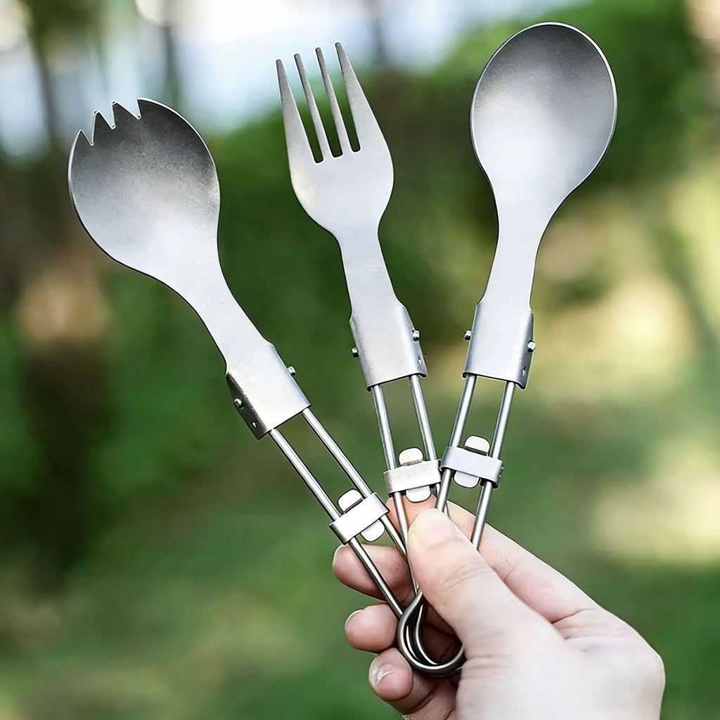 Titanium Foldable Cutlery Ultralight Portable Tableware Locking
