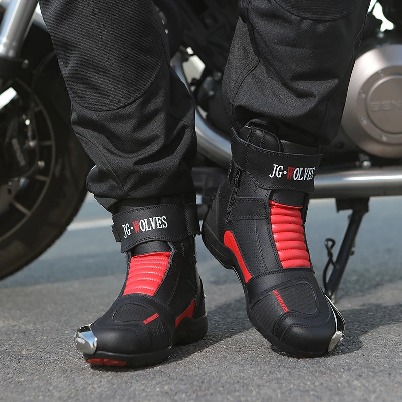 Lexsan Motorcycle Boots Men Leather Motos Breathable Anti Slip
