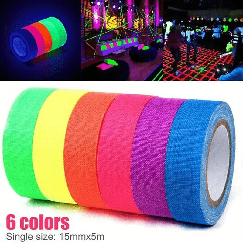 6-Pack UV Black Light Fluorescent Self-Adhesive Tape – DIY Fluorescent Craft Tape Zpaxo