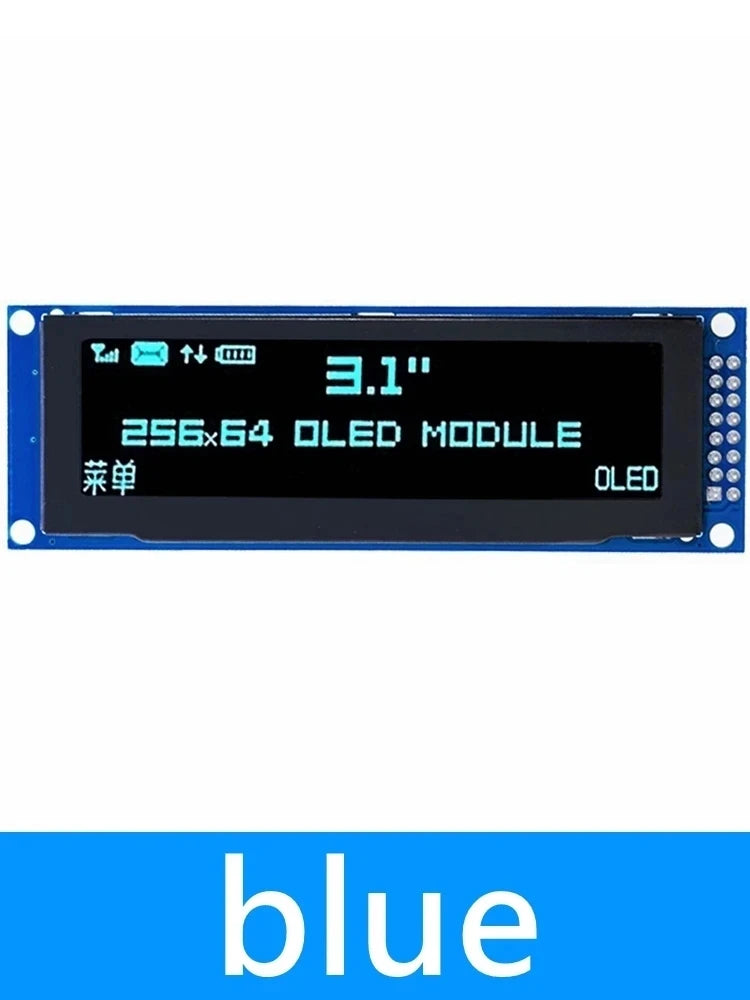 Real OLED Display 3.12" 256*64 25664 Dots Graphic LCD Module Display Screen LCM Screen SSD1322 Controller Support SPI Zpaxo blue