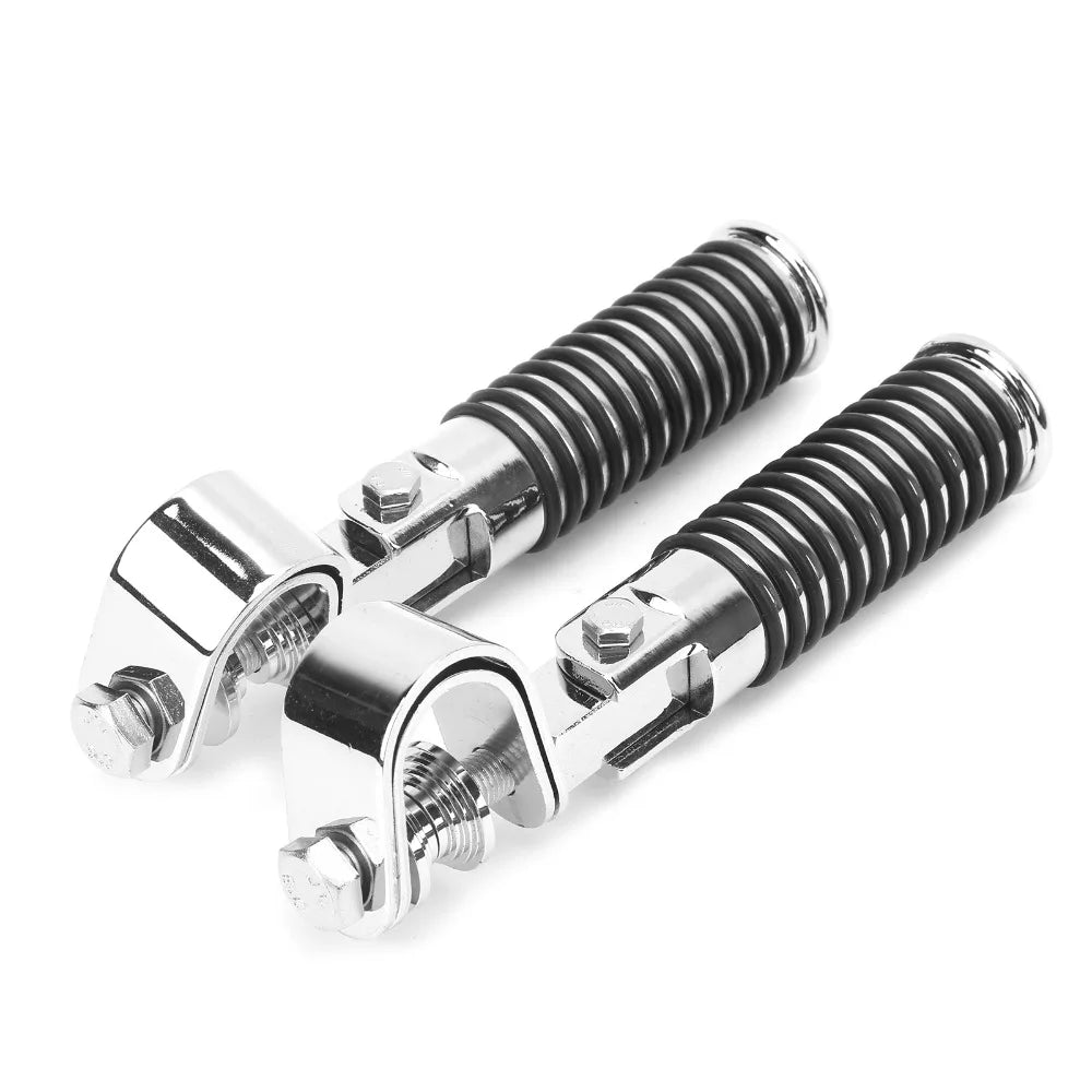 Bumper Guard Universal Motorcycle Foot Pegs Alloy Steel Rubber Zpaxo Silver