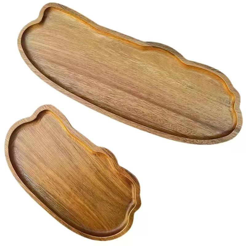 Wooden Tea Coffee Tray Fruit Dessert Candy Plate Wood Decorative Bread Snack Cake Food Dish Trays Tableware Japanese Style Zpaxo