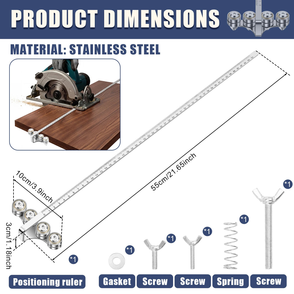 NEW Upgraded Circular Saw Guide Rail Positioning Calipers Stainless Steel Adjustable Precision Cutting Guide for WoodworkingDIY Zpaxo Newly Upgraded model