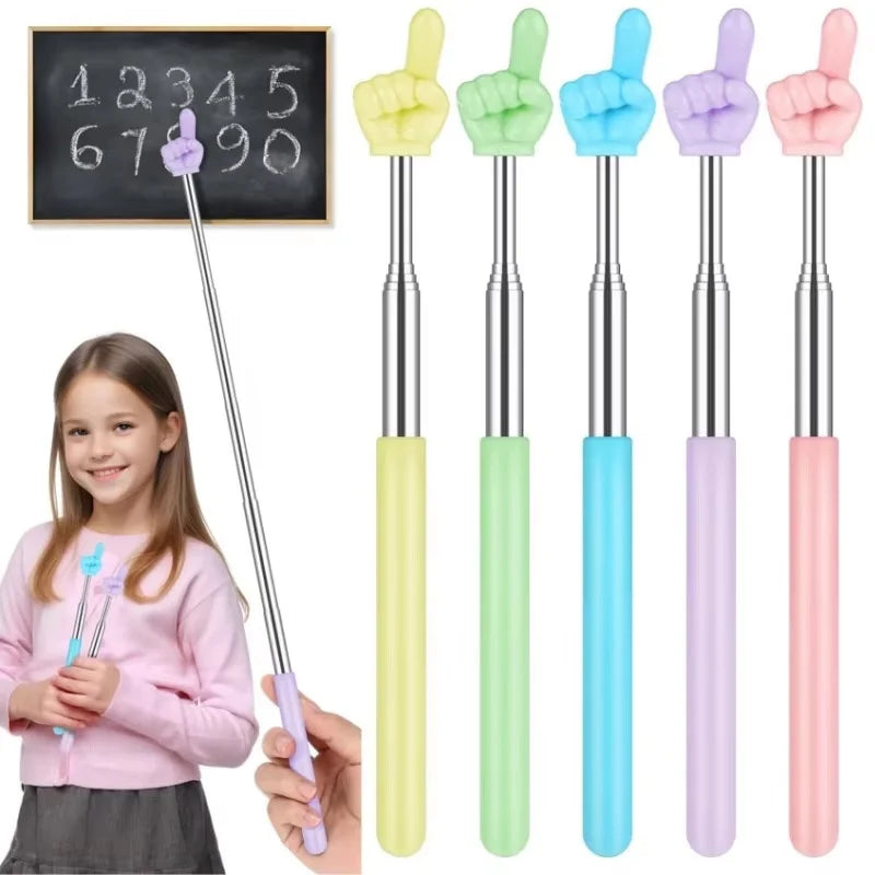 Stainless Steel Teaching Pointer Telescopic Rod Finger Design Teaching Stick Classroom Finger Pointer Teachers School Supplies Zpaxo