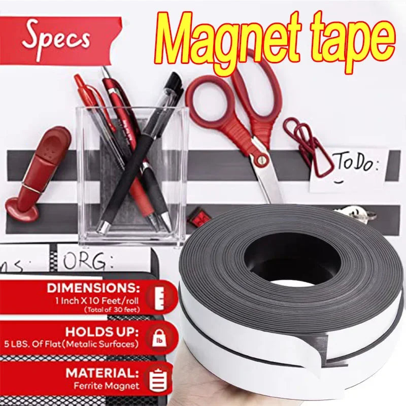 Self Adhesive Magnetic Tape Cuttable Rubber Magnetic Strip for Fridge Wall DIY Photo Poster Fixing Tape Home Office Storage Tool Zpaxo