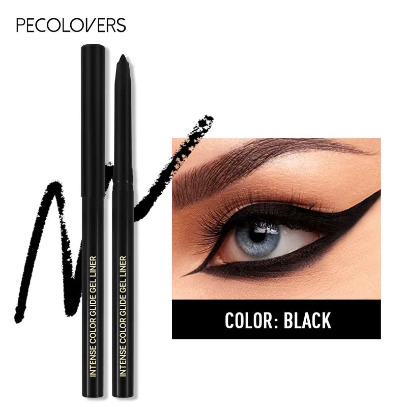5PCS Waterproof Black Eyeliner Gel Pencil Lasting Natural Easy Wear Matte Quick Drying Non-Smudge Eye Liner Gel Pen Makeup Zpaxo 01