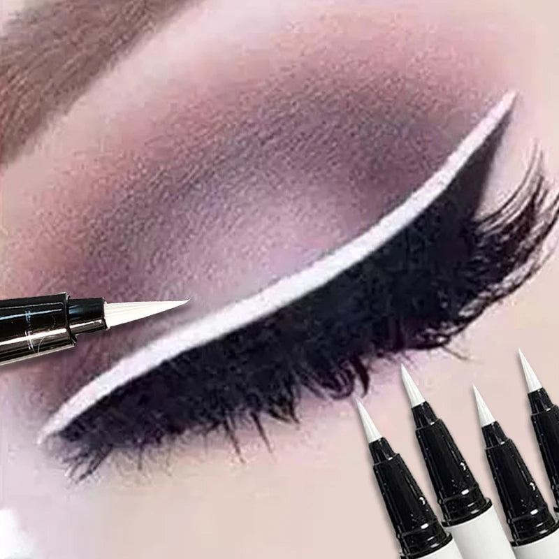 Ultra-thin Matte White Eyeliner Liquid Pen Waterproof Smudge-Proof Long Lasting Lying Silkworm Pen Pigment Eyes Brighten Makeup Zpaxo