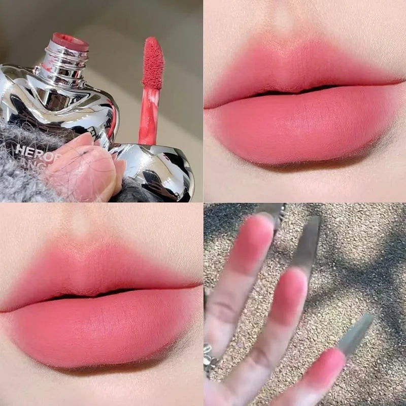 Peach Heart Silky Matte Lipstick Velvet Blush Lip Gloss Face Liquid